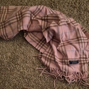 Burberry Soft Pink and Brown Checkered Scarf